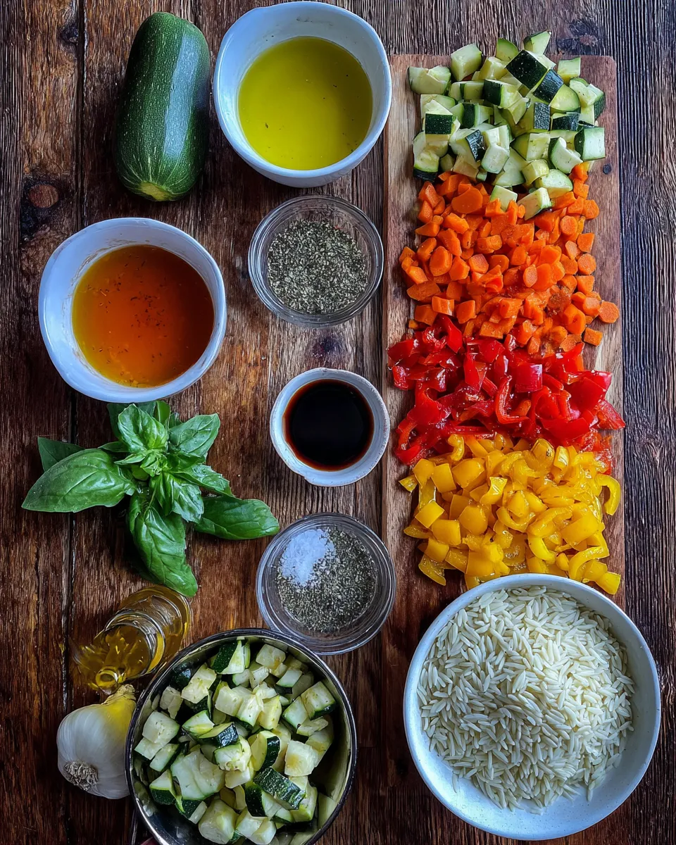 Ingredients for Savory Roasted Vegetable Orzo: A Flavorful Twist on a Classic Dish