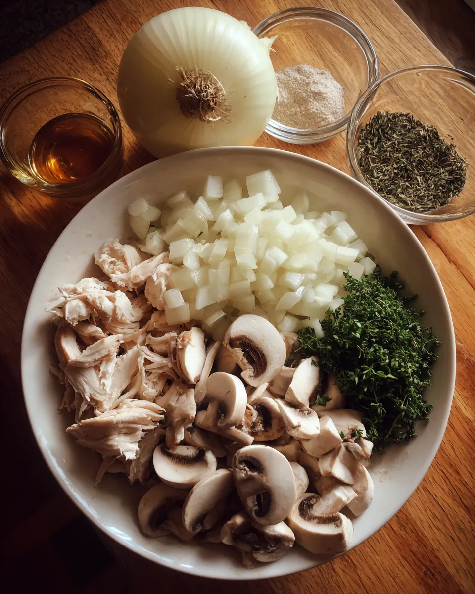 Ingredients for Savory Rotisserie Chicken Mushroom Soup: A Hearty Comfort in a Bowl