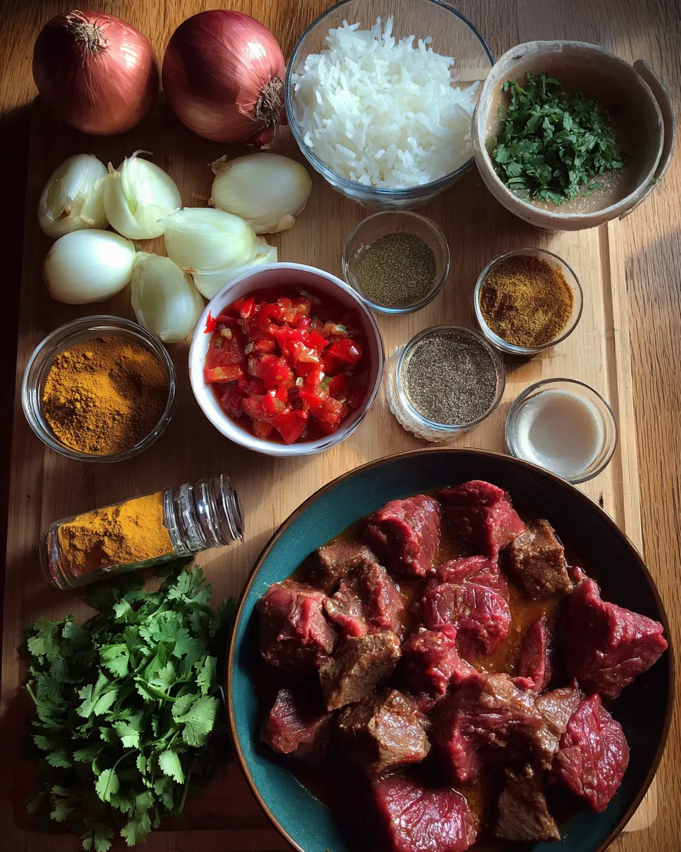Ingredients for Deliciously Spicy Slow Cooker Indian Beef Curry