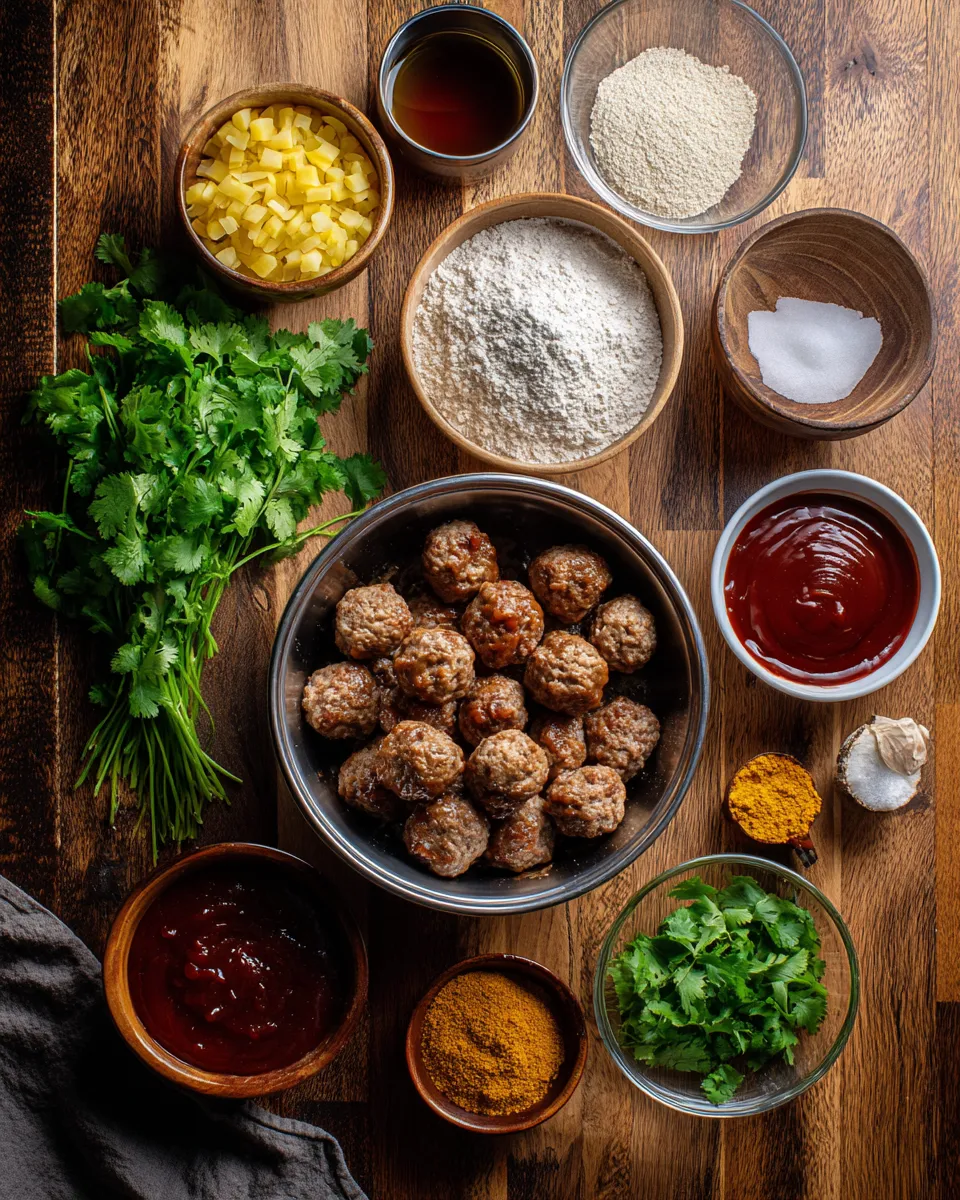 Ingredients for Succulent Slow Cooker Pineapple Barbecue Meatballs: A Flavor Explosion