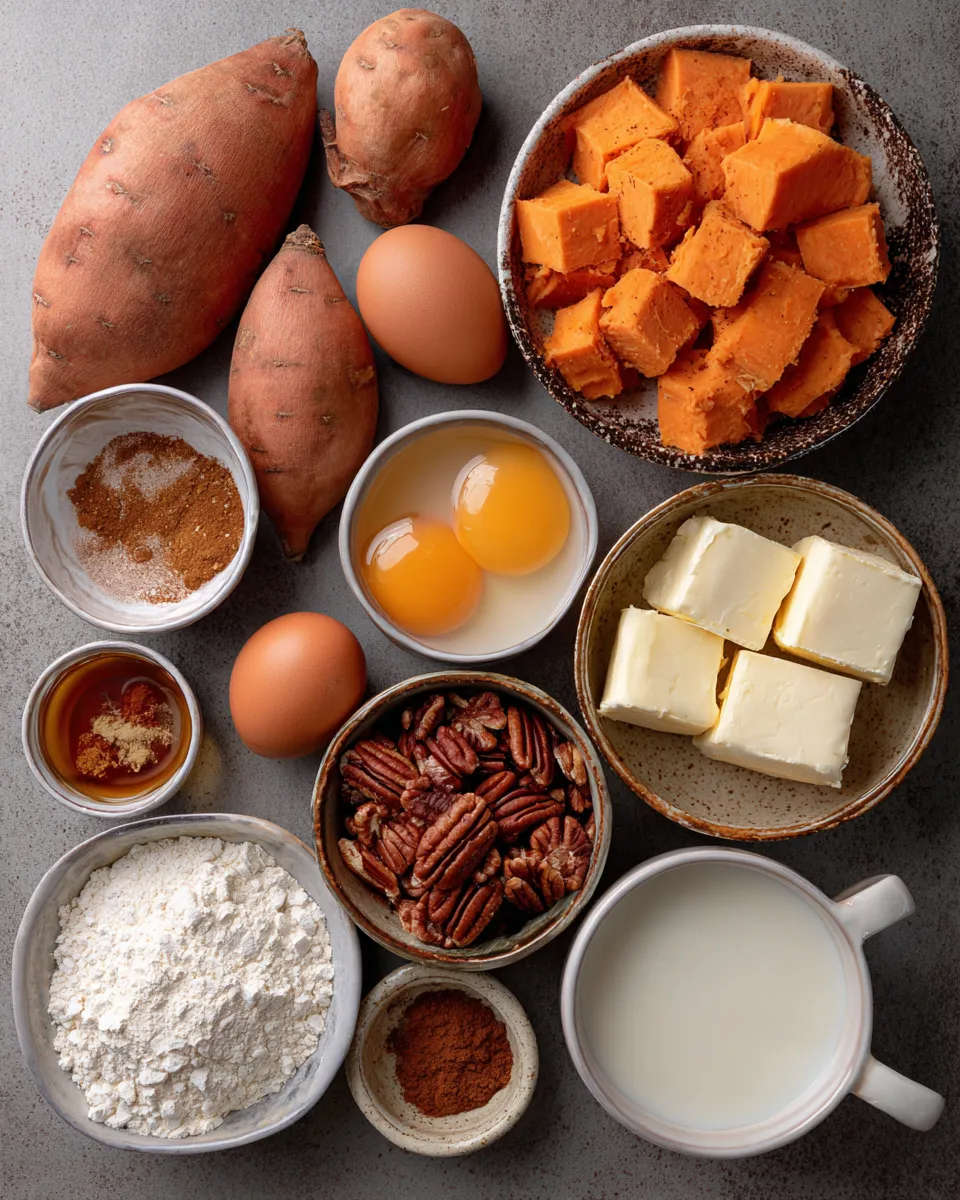Ingredients for Indulgent Southern Maple Sweet Potato Casserole: A Decadent Delight