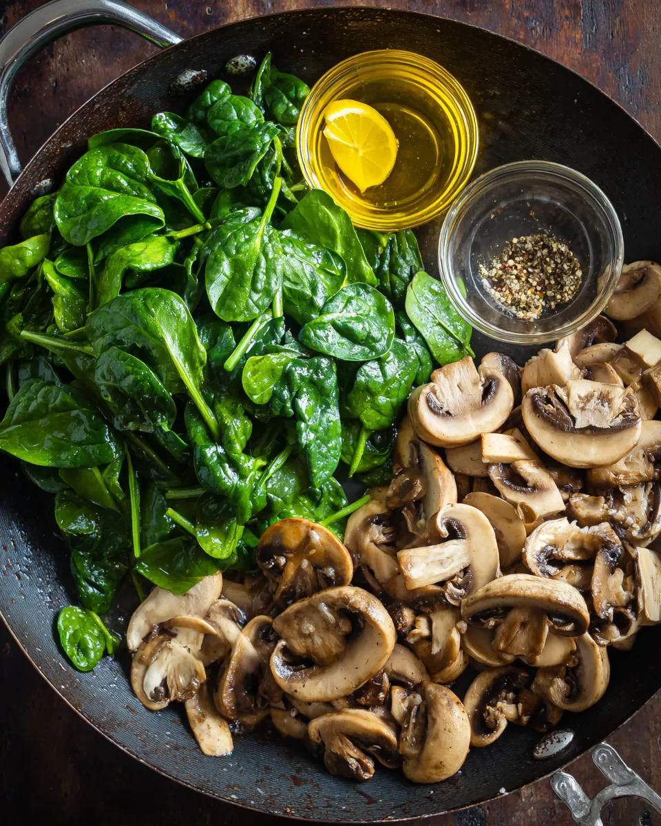 Ingredients for Sizzling Spinach Sautéed Mushrooms: A Flavorful Delight