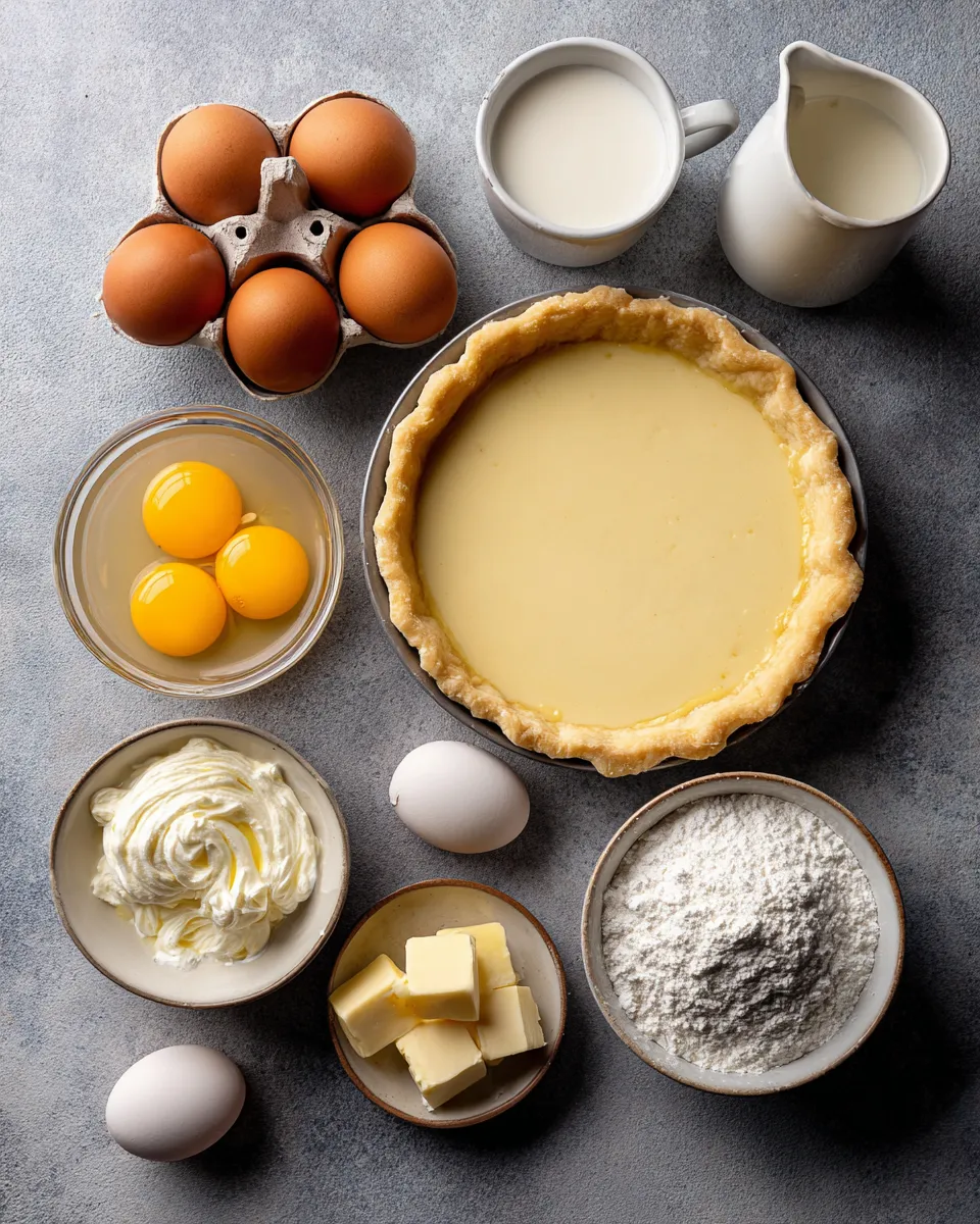Ingredients for Decadent Vanilla Custard Pie: Indulge in Creamy Bliss
