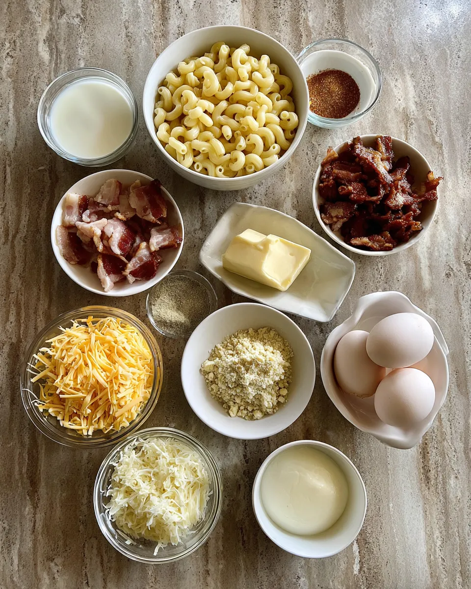 Ingredients for Irresistible Bacon Jalapeño Macaroni Muffins
