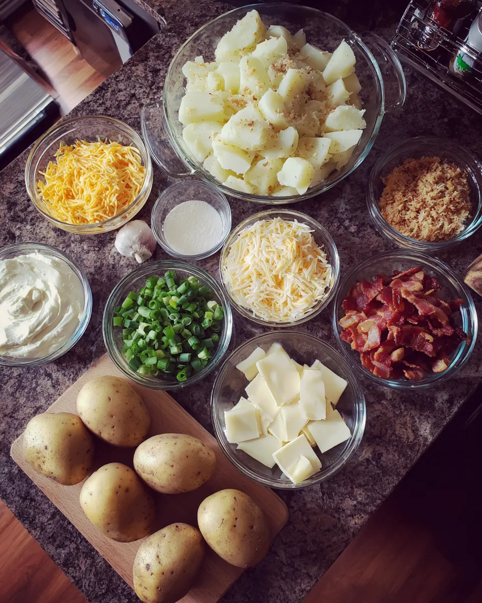 Ingredients for Irresistible Bacon Ranch Potato Casserole: A Savory Delight
