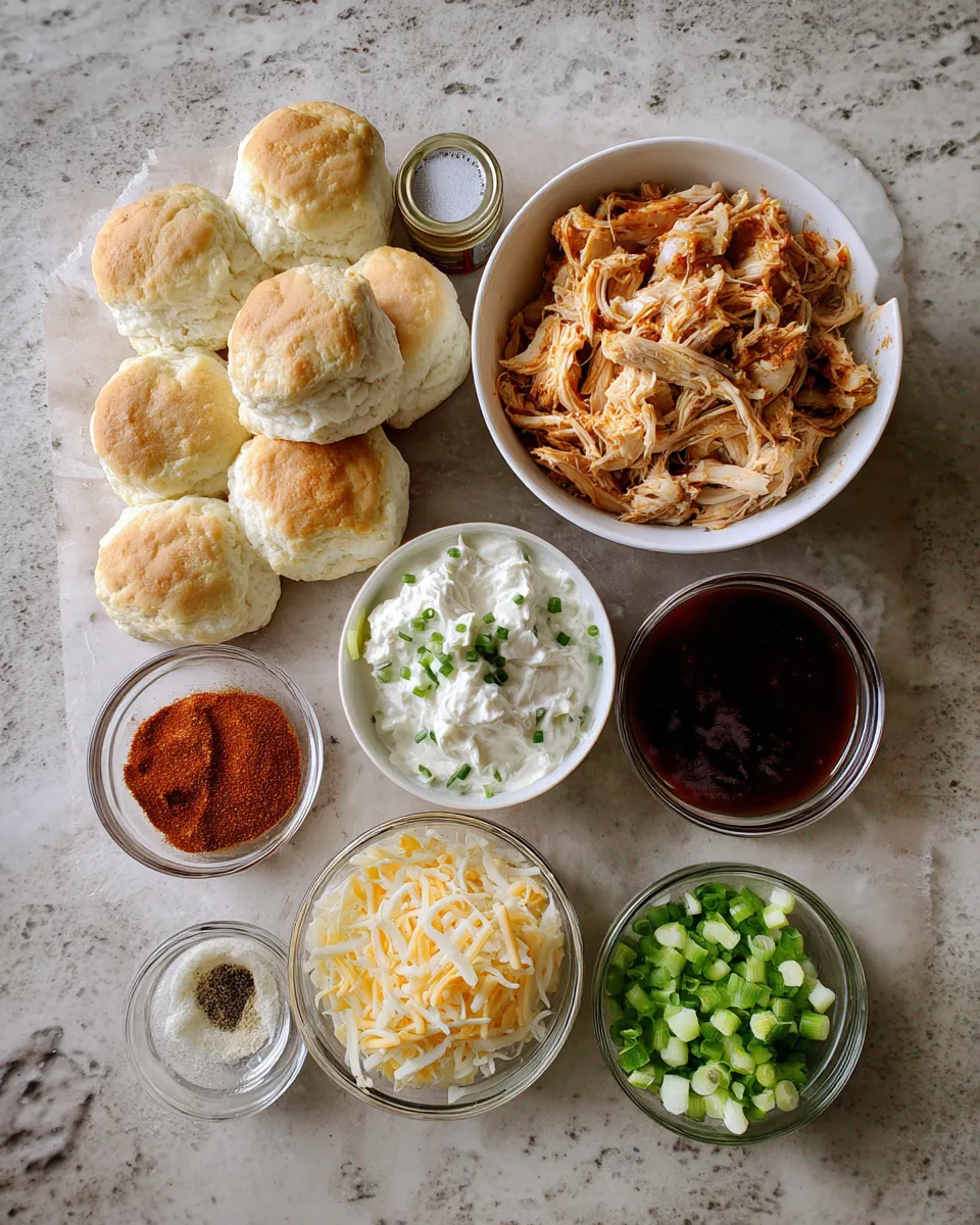 Ingredients for Mouth-Watering BBQ Chicken and Ranch Biscuit Bake