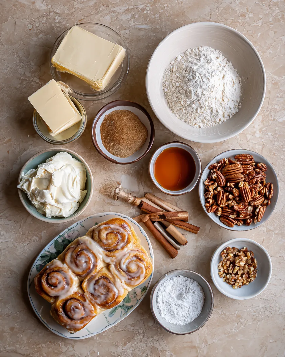 Ingredients for Irresistible Brown Butter Cinnamon Roll Skillet