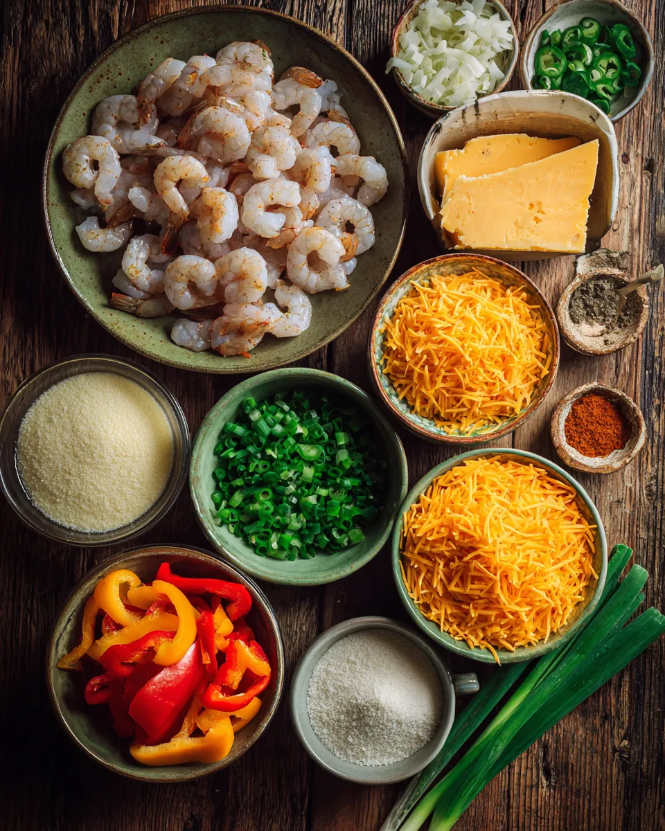 Ingredients for Spicy Cajun Shrimp and Cheddar Grits Bake: A Flavor Explosion