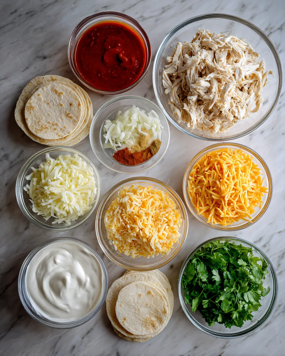 Ingredients for Irresistibly Cheesy Chicken Enchiladas