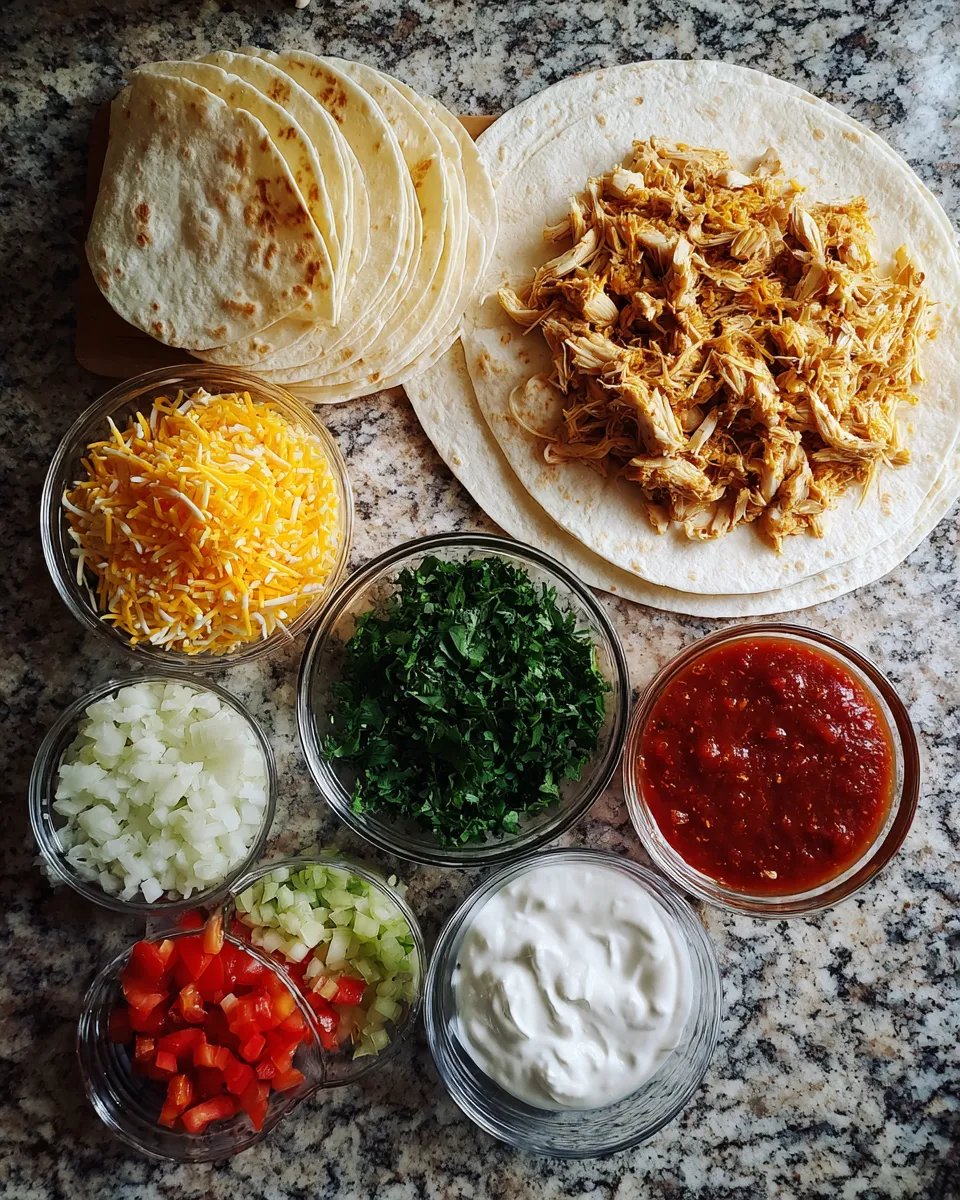 Ingredients for Irresistibly Cheesy Chicken Quesadilla Bake