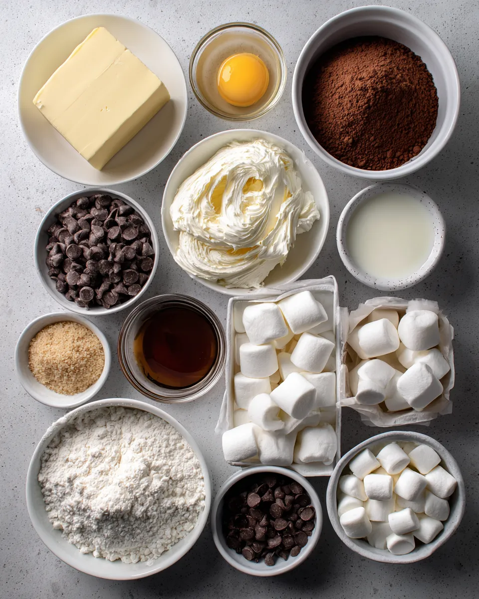 Ingredients for Indulgent Chocolate Marshmallow Swirl Cookies: A Decadent Delight
