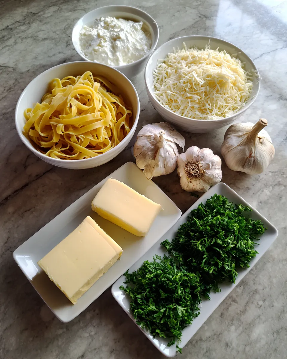 Ingredients for Indulgent Creamy Garlic Alfredo: A Decadent Delight