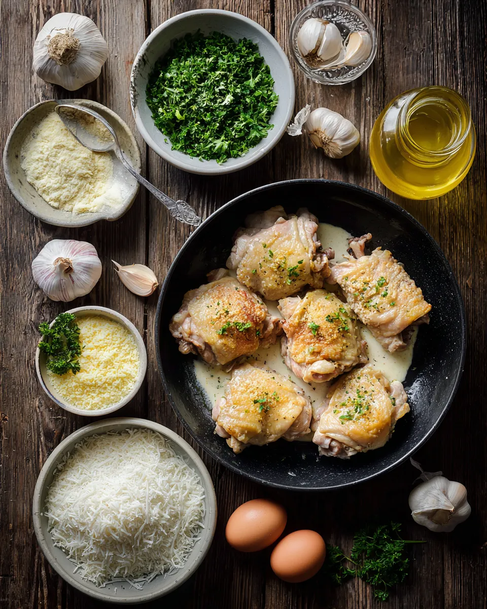 Ingredients for Indulgent Creamy Garlic Parmesan Chicken Thighs