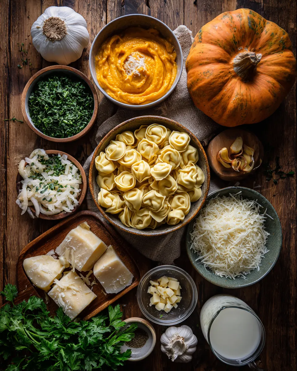 Ingredients for Indulgent Creamy Pumpkin Alfredo Tortellini: A Decadent Delight