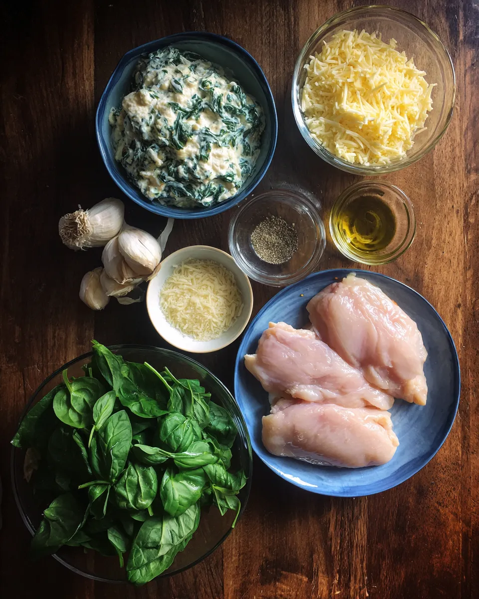 Ingredients for Indulgent Creamy Spinach & Ricotta Chicken Bake: A Decadent Delight