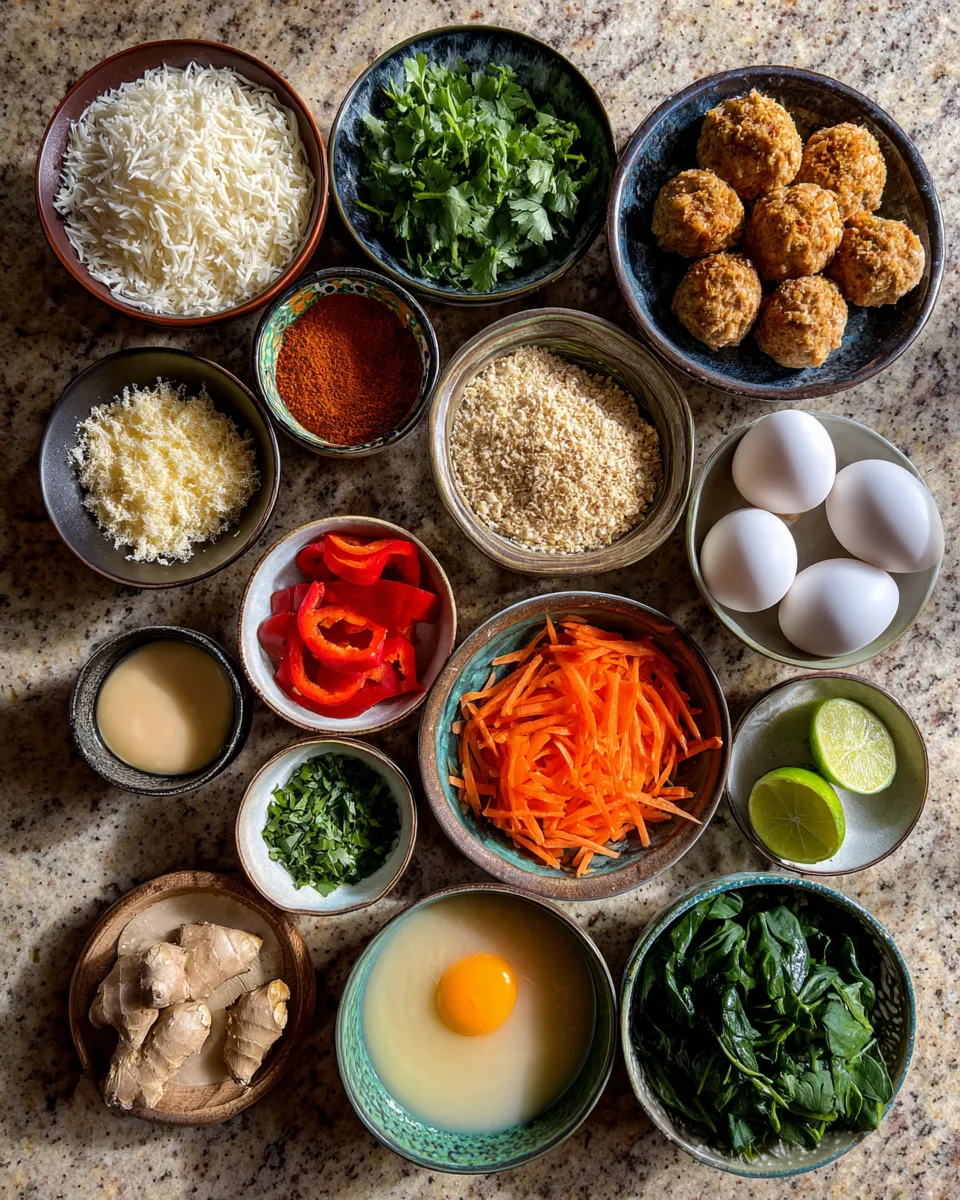 Ingredients for Indulgent Creamy Thai Coconut Chicken Meatball Soup: A Flavorful Delight