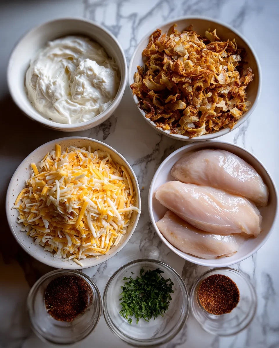 Ingredients for Crispy Onion Chicken Bake: Irresistibly Crunchy Delight