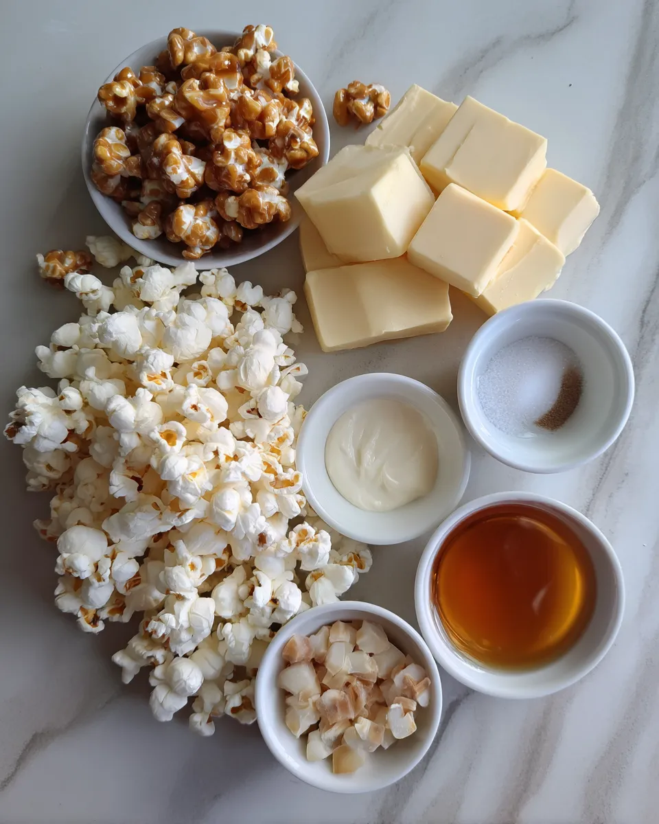 Ingredients for Irresistibly Crunchy Salted Caramel Popcorn Clusters