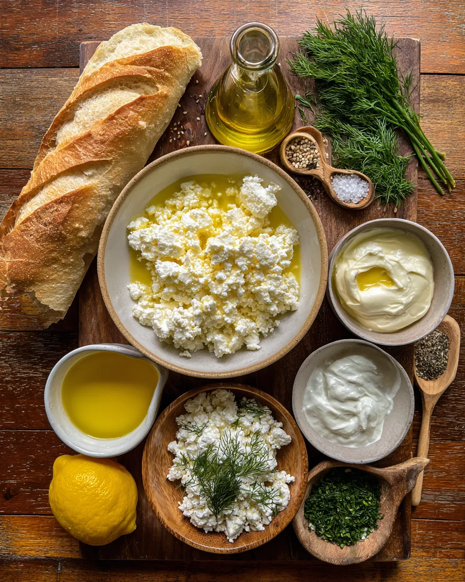 Ingredients for Irresistible Feta Bread Spread: A Tangy Delight