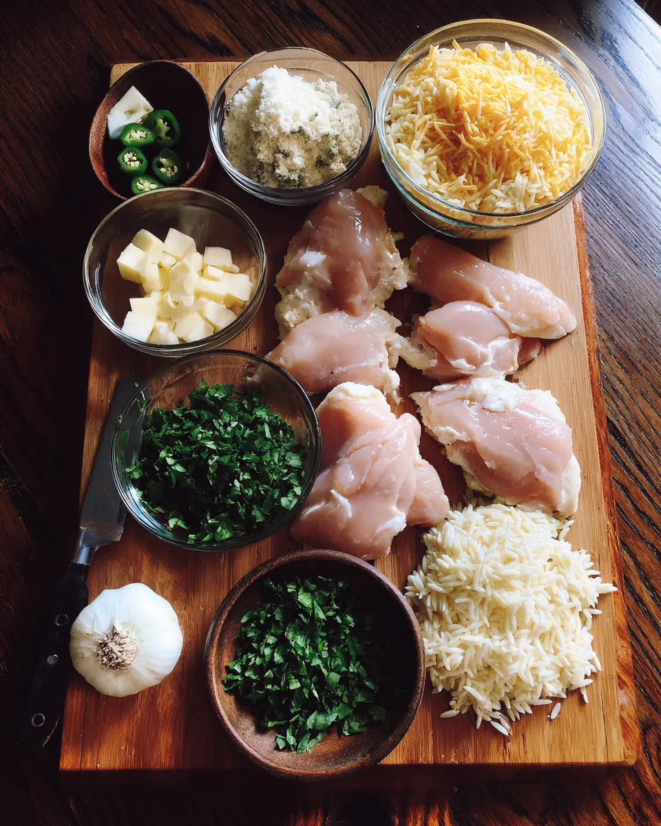Ingredients for Spicy Jalapeño Popper Chicken Orzo Skillet: A Flavor Explosion