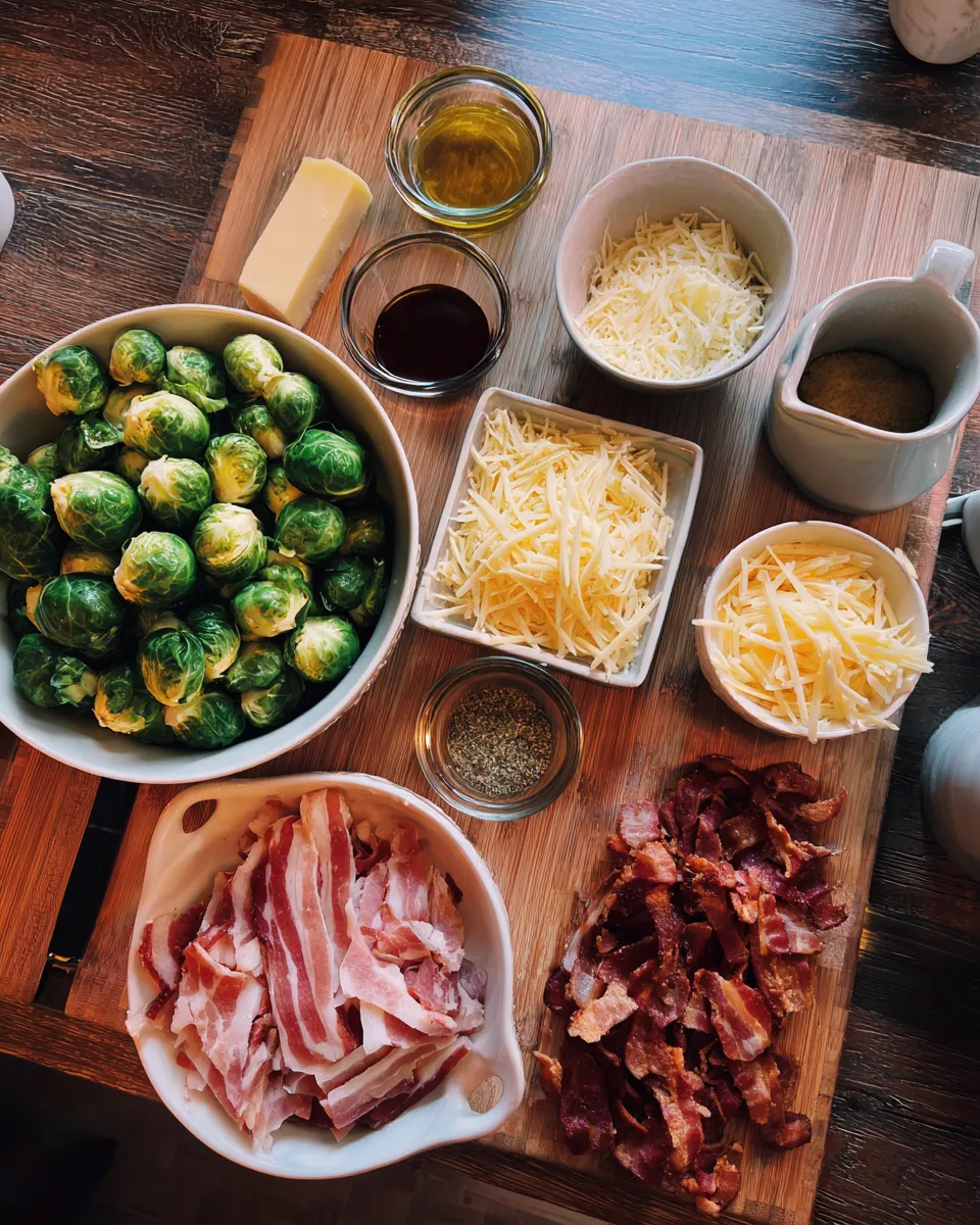 Ingredients for Irresistible Maple Bacon Brussels Sprouts Gratin: A Decadent Twist on a Classic Side Dish