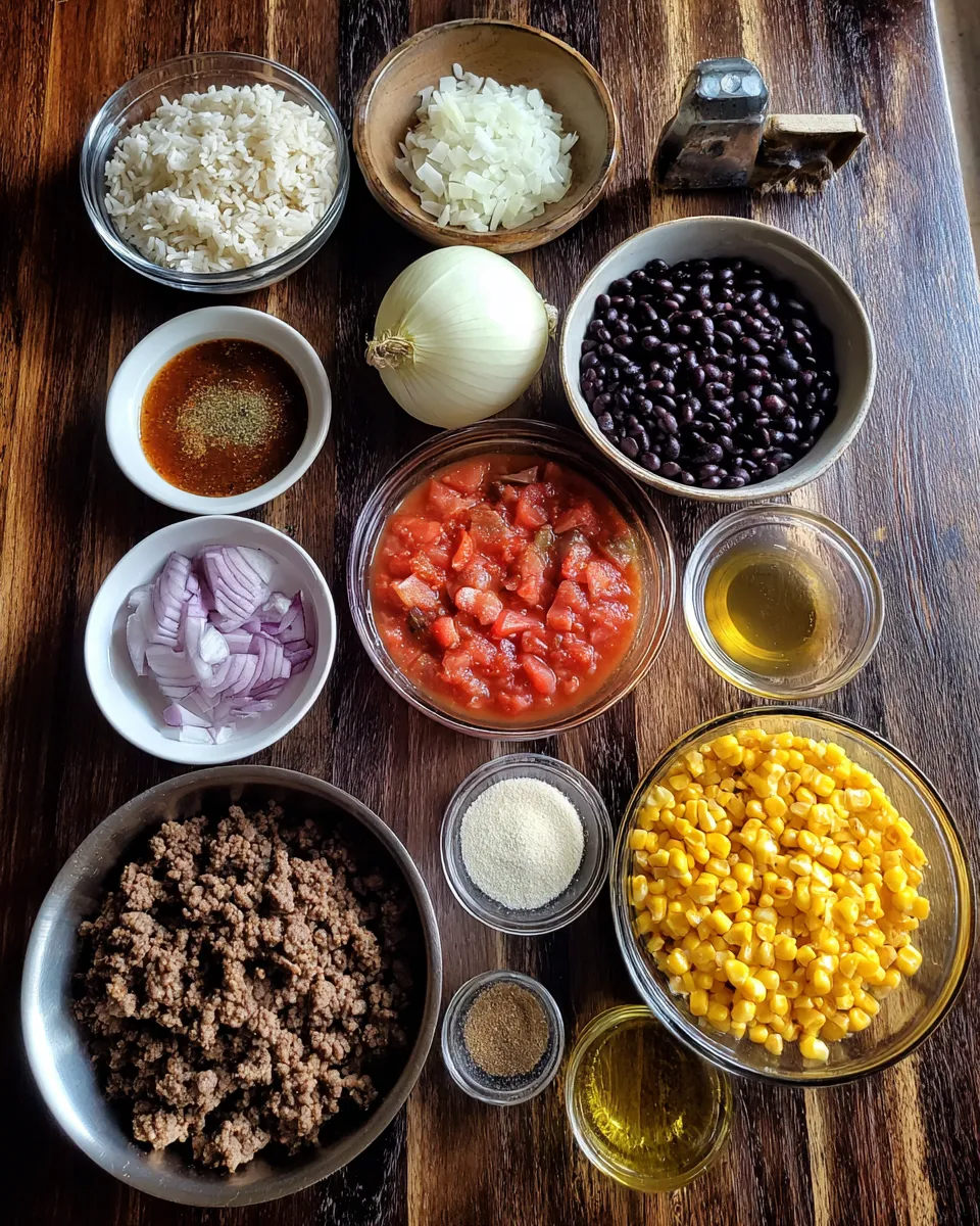 Ingredients for One-Pan Taco Rice: Flavorful Fiesta with Black Beans