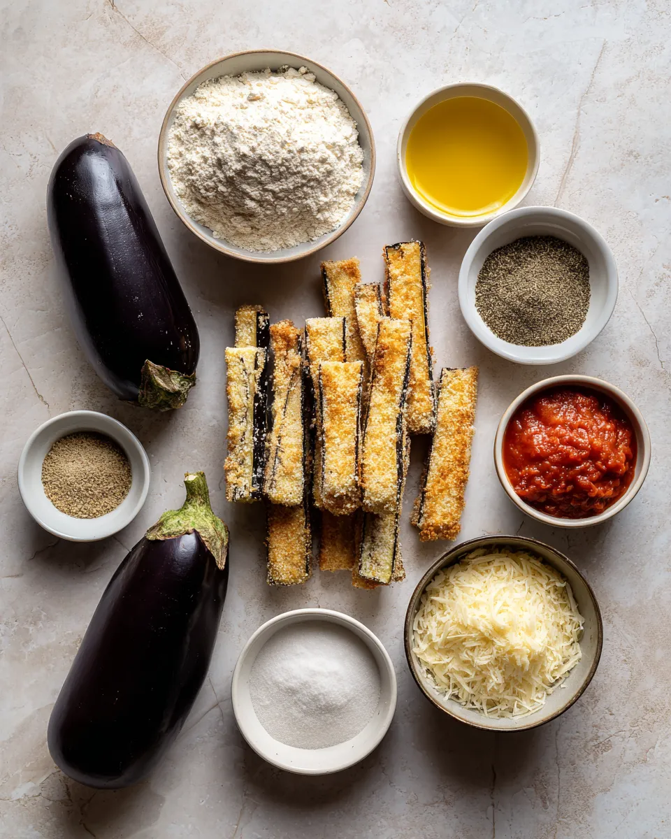 Ingredients for Savory Parmesan Crusted Eggplant Sticks: A Crispy Delight