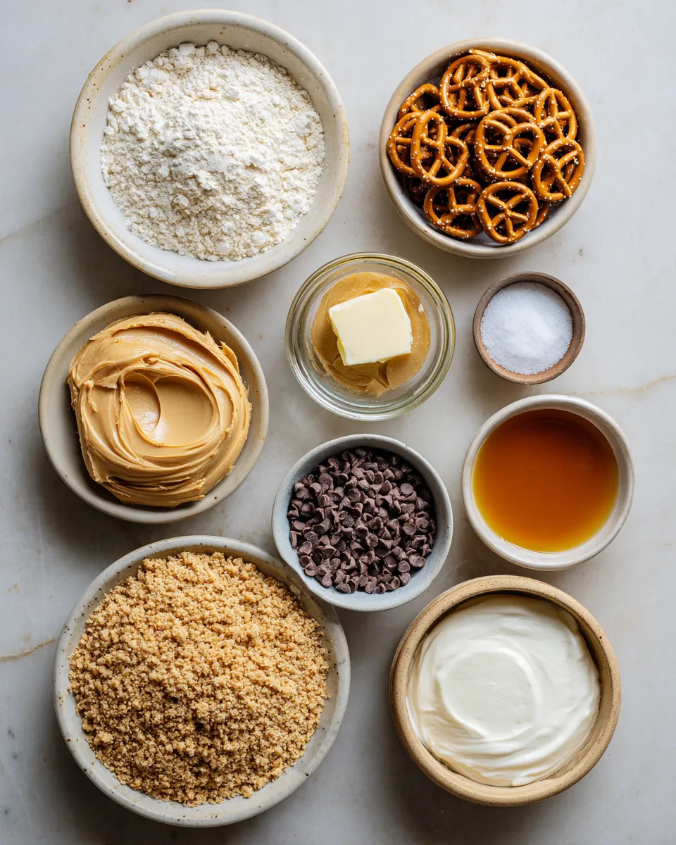Ingredients for Irresistible Peanut Butter Pretzel Pie: A Salty-Sweet Sensation