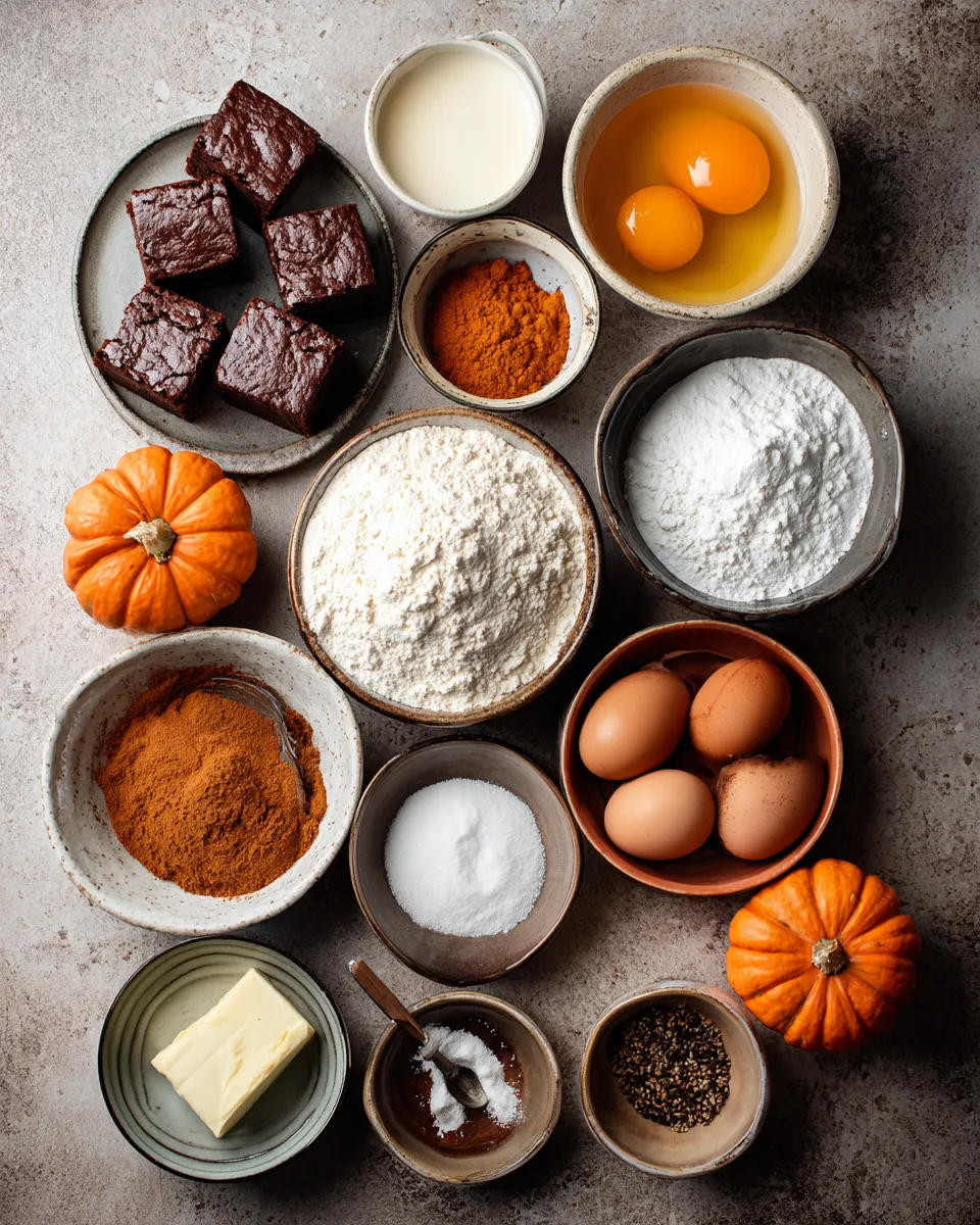 Ingredients for Irresistible Pumpkin Cream Cheese Swirl Brownies