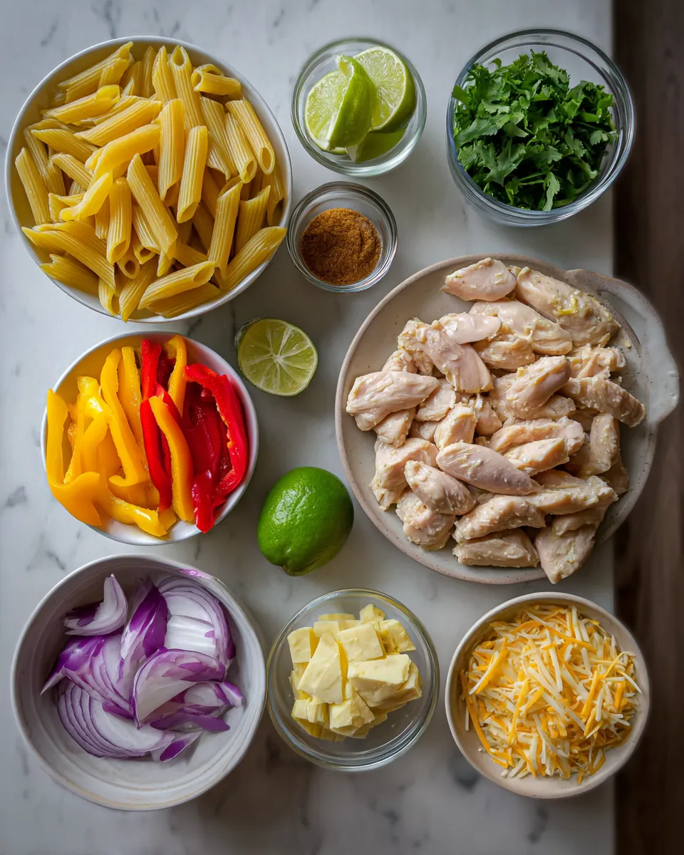 Ingredients for Sizzling Ranch Chicken Fajita Pasta: A Flavor Explosion