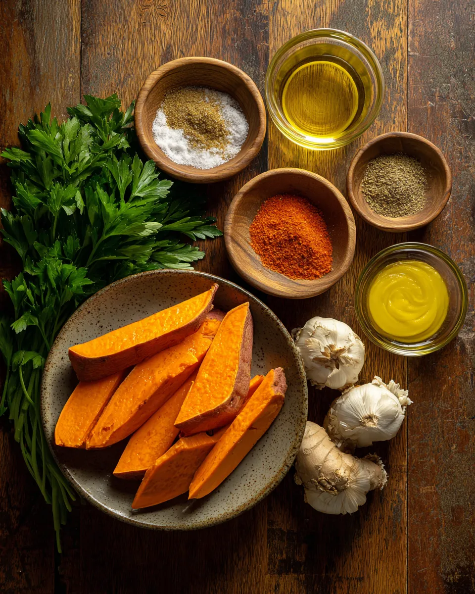 Ingredients for Savory Ranch Roasted Sweet Potato Wedges: A Flavor Explosion