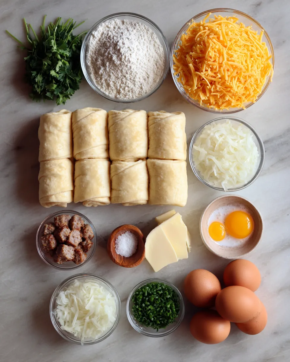 Ingredients for Deliciously Decadent Sausage Egg and Cheese Crescent Ring