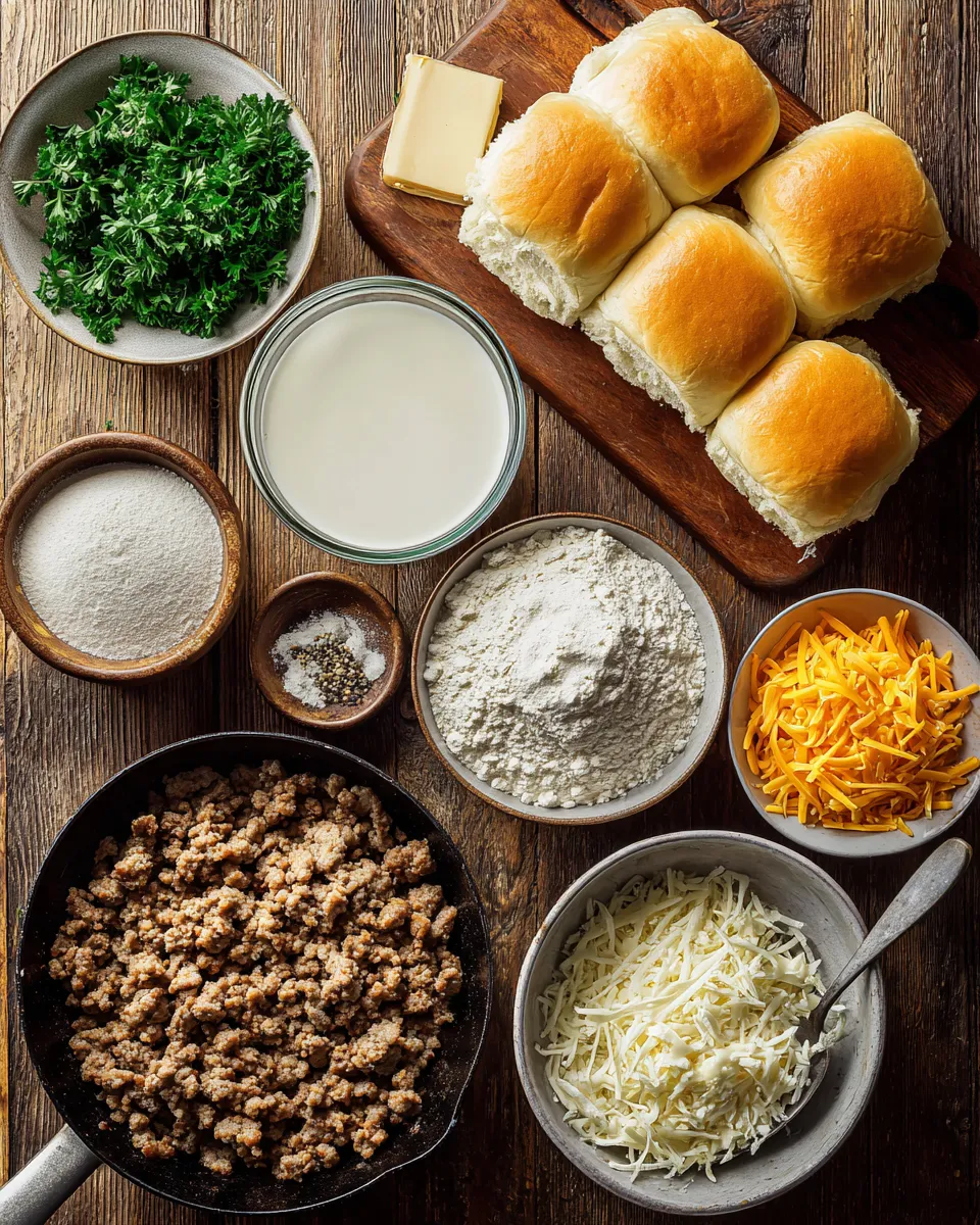 Ingredients for Deliciously Decadent Sausage Gravy Breakfast Sliders