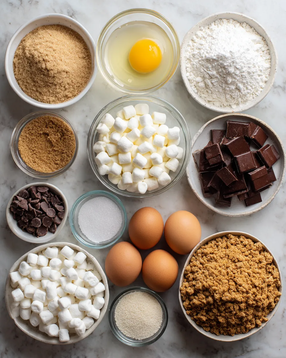 Ingredients for Indulgent S'mores Cookie Dough Bars: A Decadent Delight