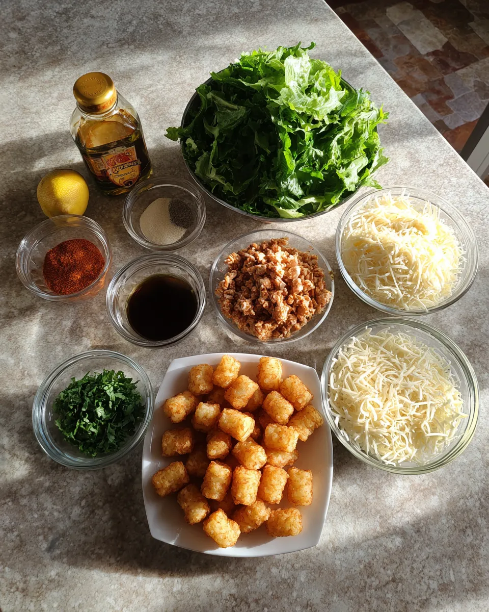 Ingredients for Spicy Chicken Caesar Tater Tots: Fiery Flavor Explosion