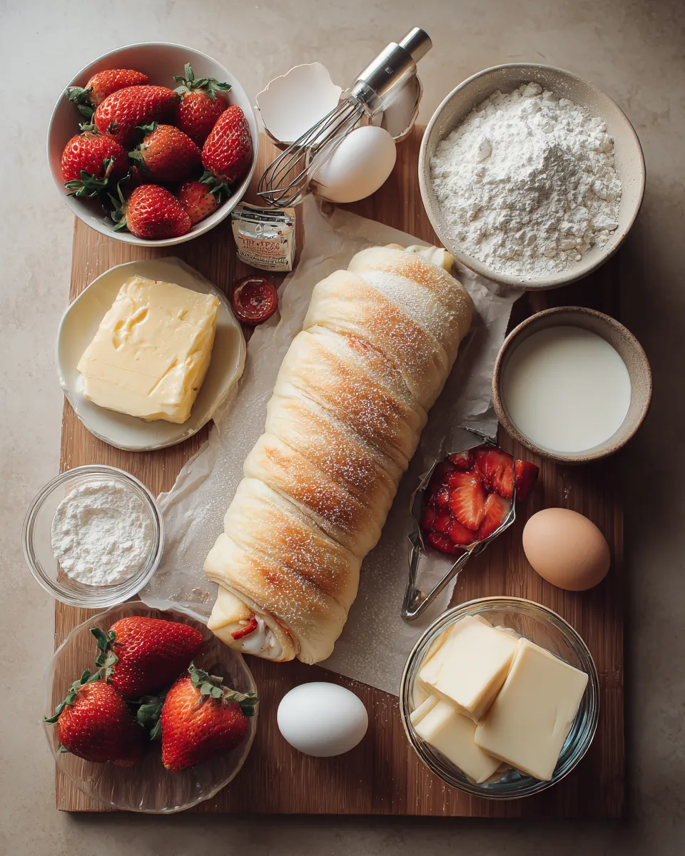 Ingredients for Indulgent Strawberry Cream Cheese Crescent Braid Recipe