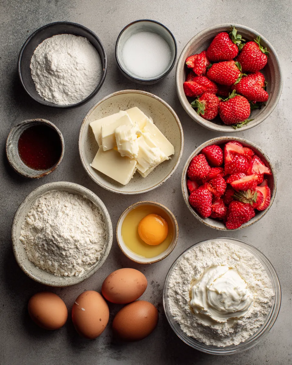 Ingredients for Indulge in Decadent Strawberry Shortcake Cream Bars