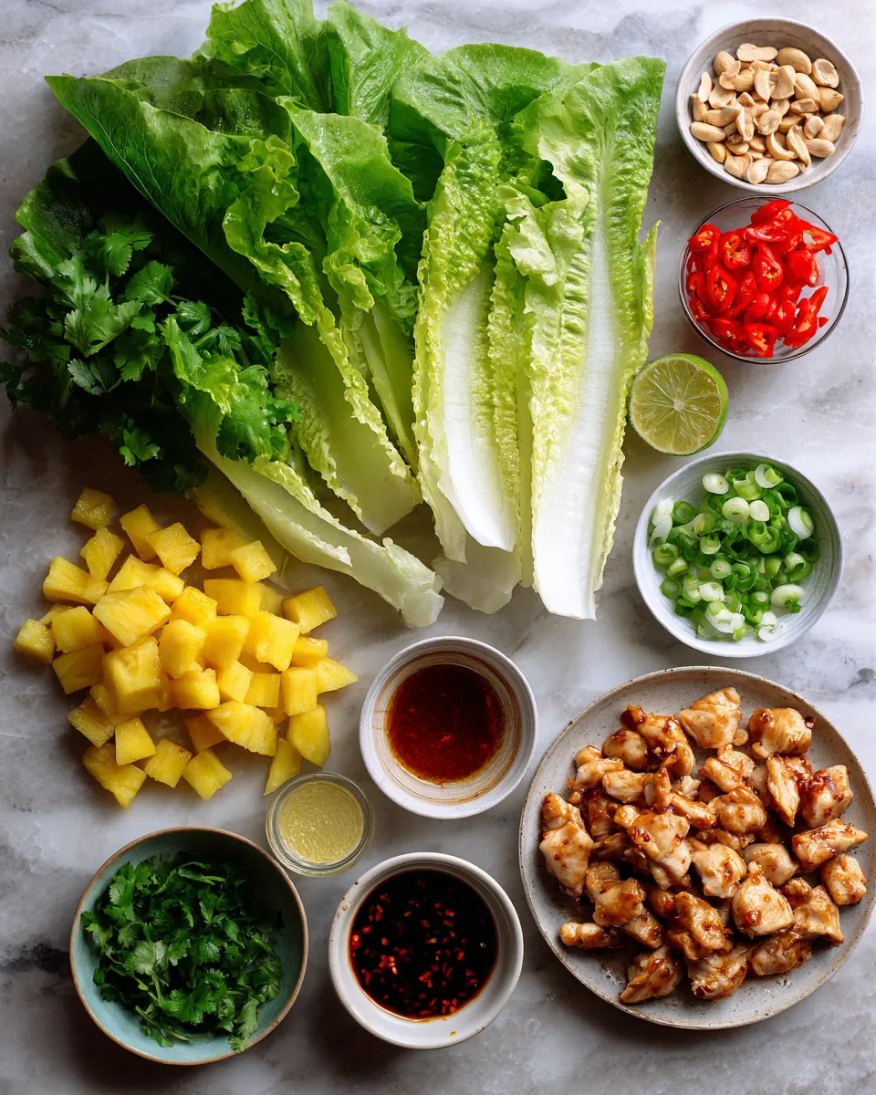 Ingredients for Irresistible Sweet Chili Pineapple Chicken Lettuce Wraps