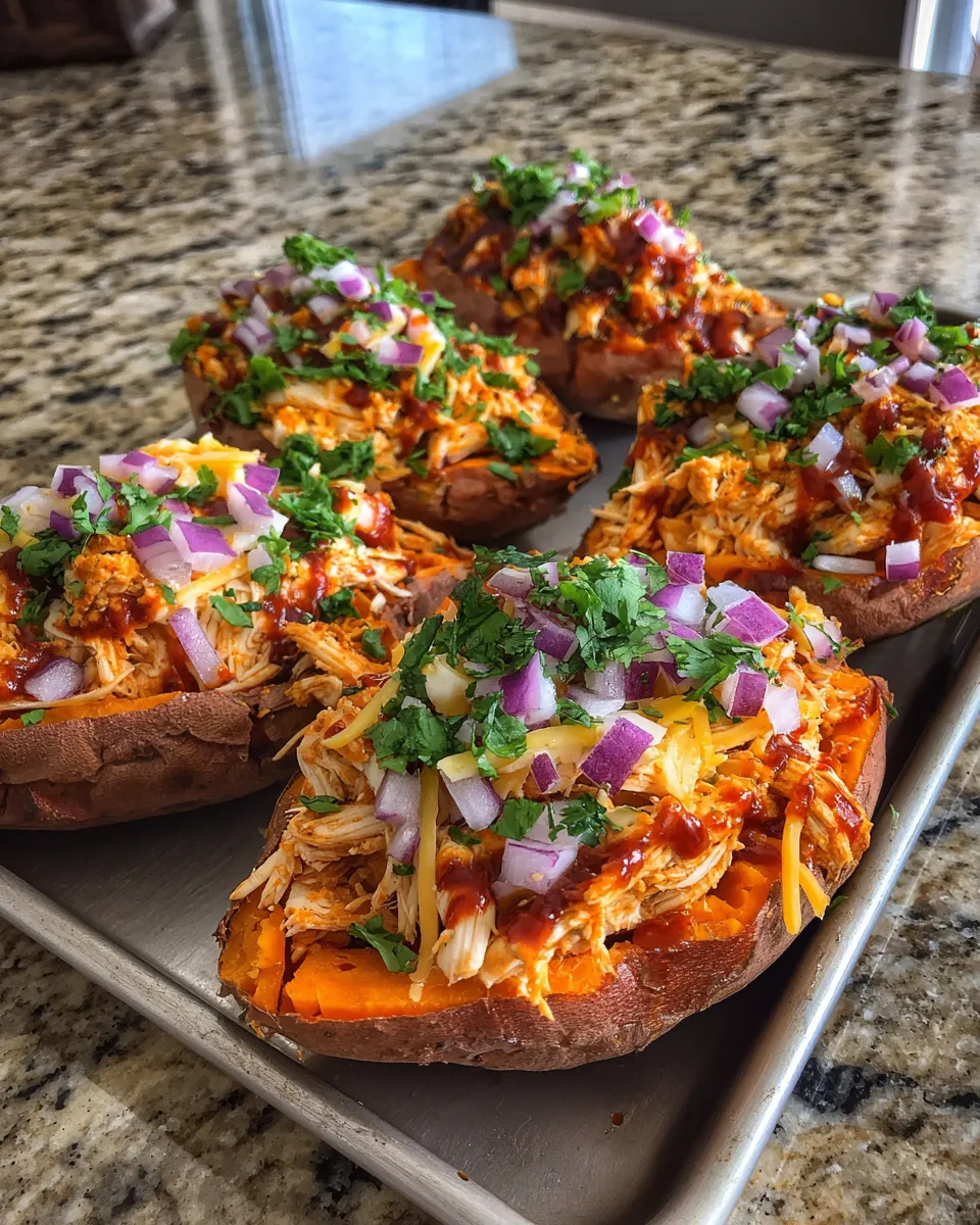 Ingredients for Deliciously Smoky BBQ Pulled Chicken Stuffed Sweet Potatoes