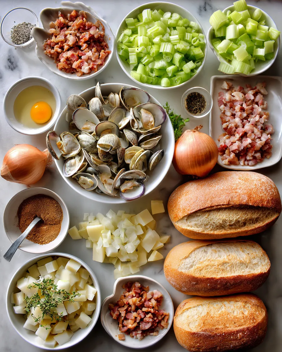 Ingredients for Indulge in Delicious Clam Chowder in a Bread Bowl