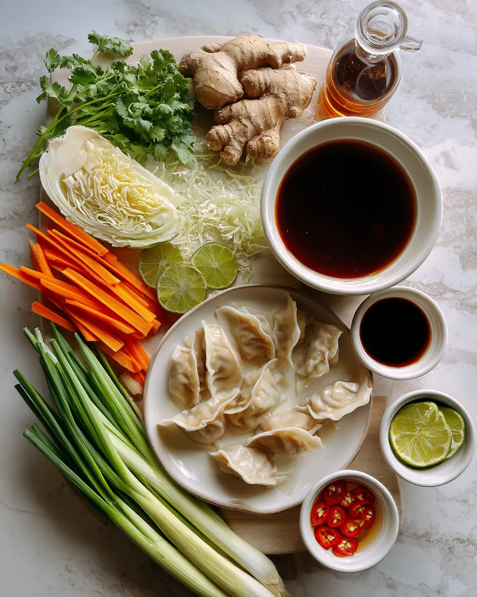 Ingredients for Warm Up with Comforting Cozy Thai Potsticker Soup