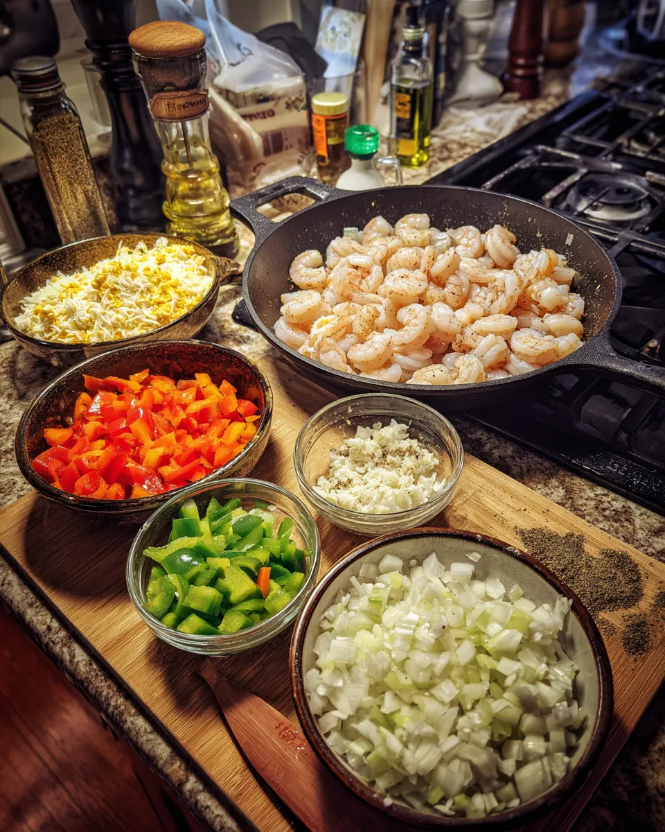 Ingredients for Indulgent Creamy Cajun Shrimp and Rice Skillet: A Flavor Explosion