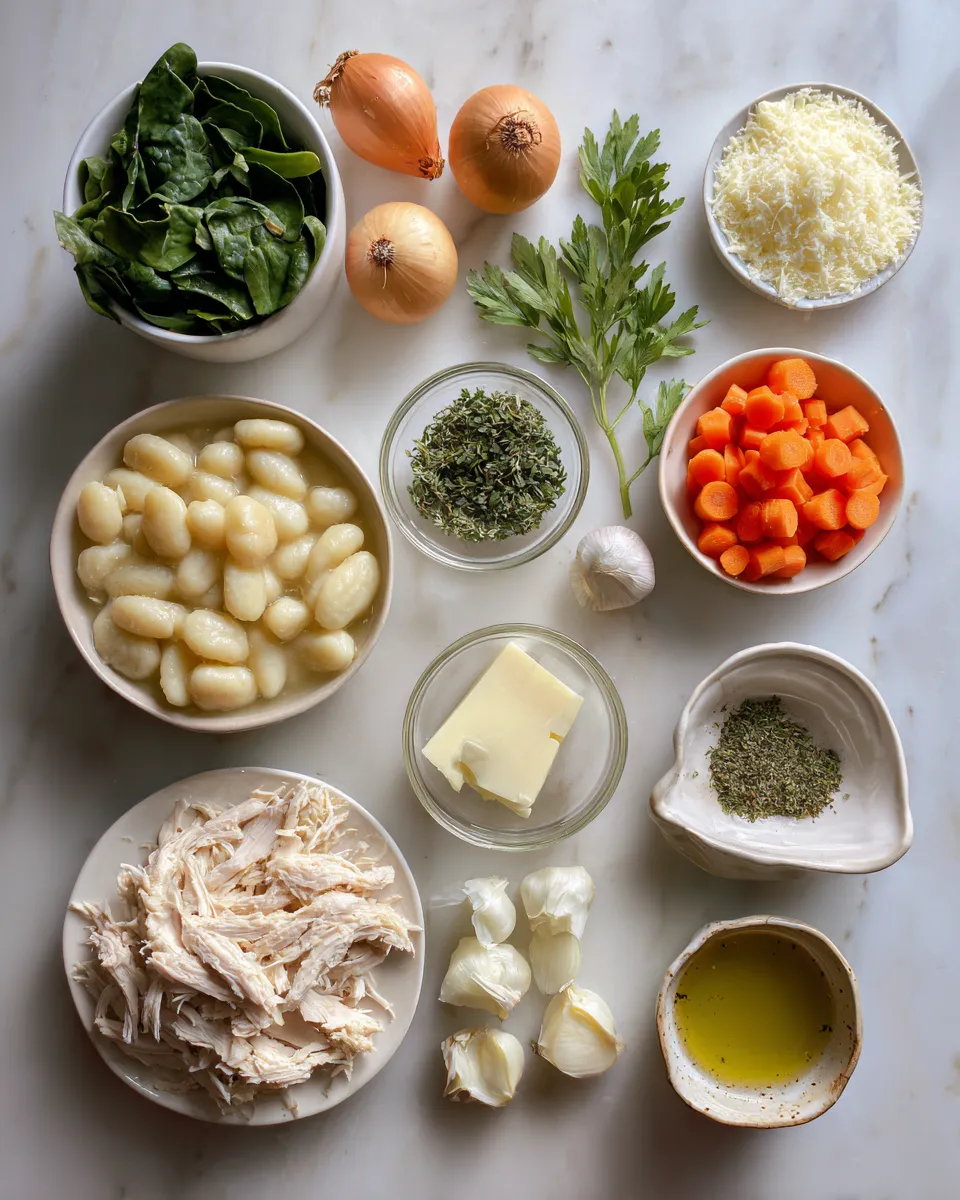 Ingredients for Indulgent Creamy Garlic Chicken and Gnocchi Soup: A Decadent Delight