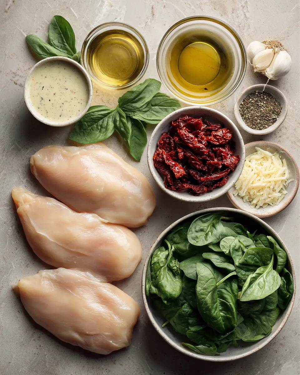 Ingredients for Indulgent Creamy Tuscan Sun-Dried Tomato Chicken: A Taste of Sunshine