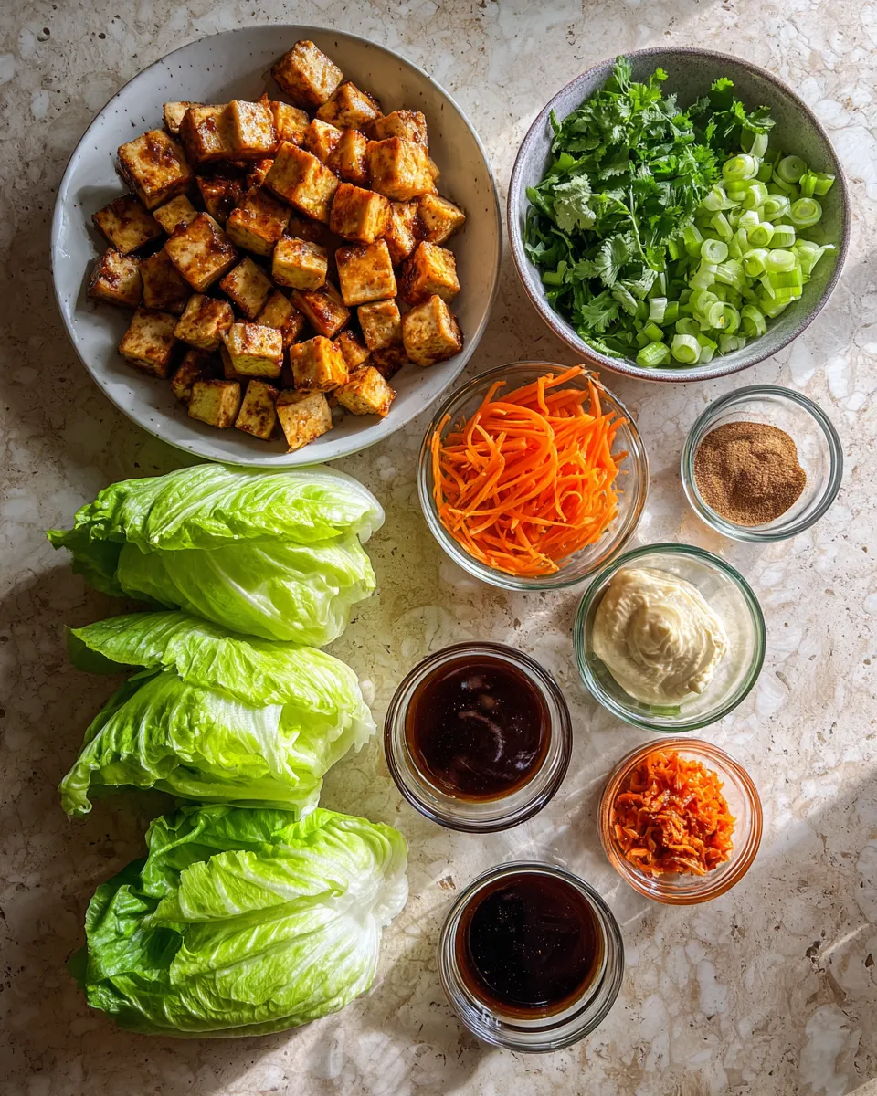 Ingredients for Crispy Bang Bang Tofu Lettuce Cups: Irresistibly Spicy and Crunchy