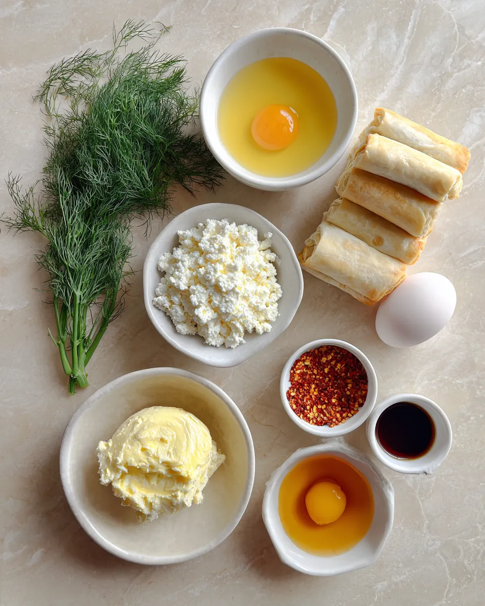 Ingredients for Spicy Chili Honey Feta Rolls: A Fiery Twist to Your Taste Buds