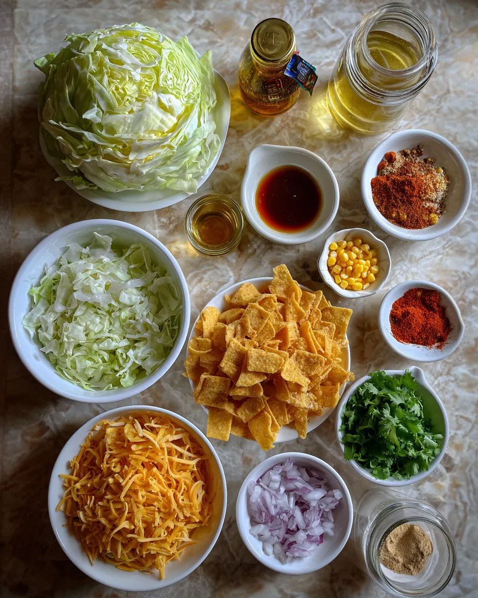 Ingredients for Sizzling Frito Cowboy Cabbage Recipe: A Flavorful Tex-Mex Twist