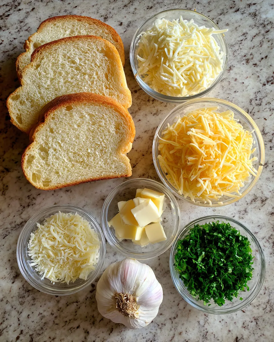 Ingredients for Irresistible Garlic Bread Grilled Cheese: A Cheesy Delight