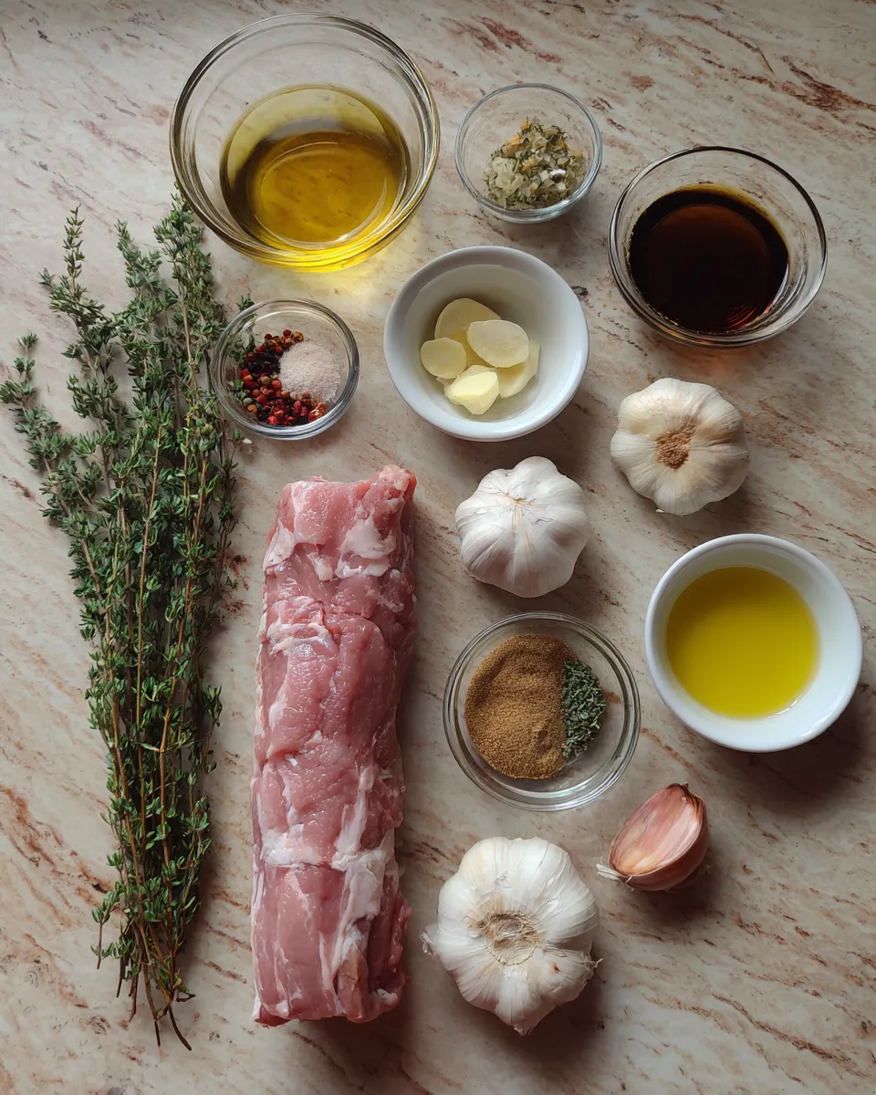 Ingredients for Indulgent Honey Garlic Brandy Glazed Pork Tenderloin Recipe