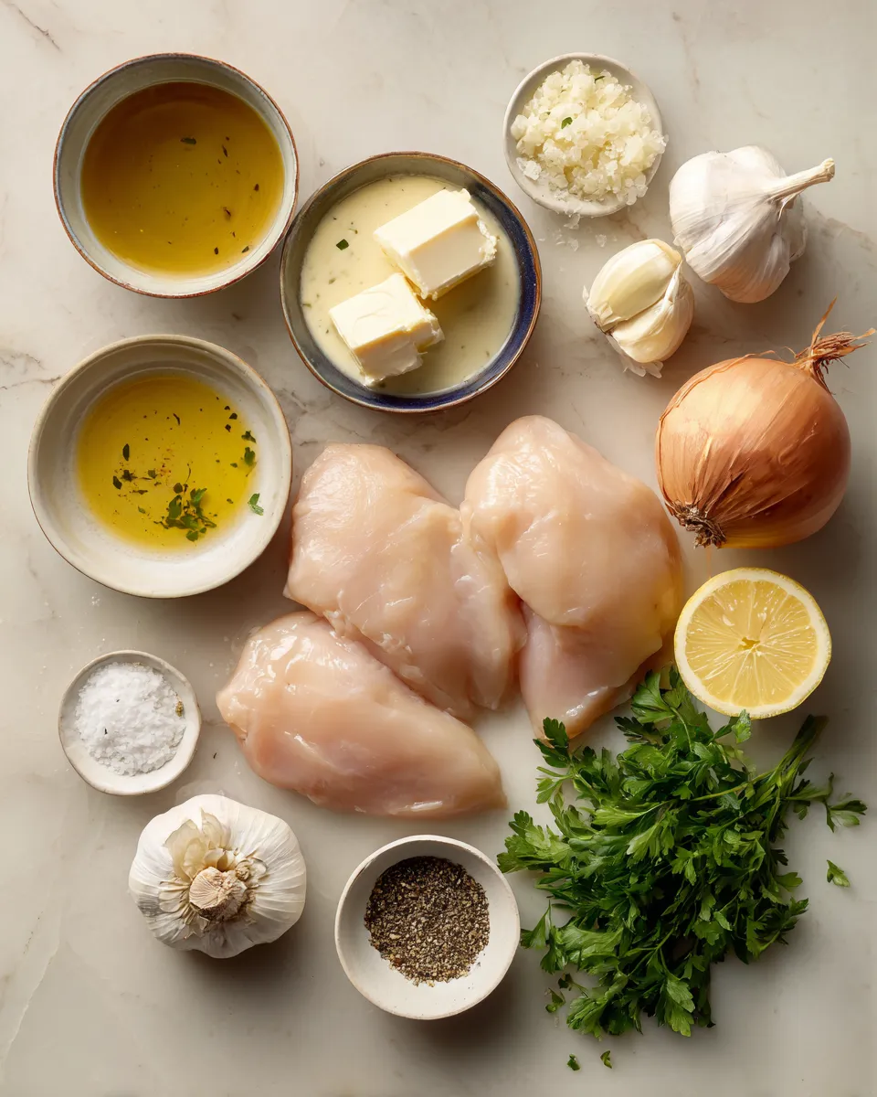 Ingredients for Irish Chicken Whiskey Cream Sauce: Decadent and Delicious